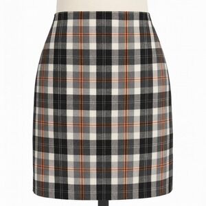 JG Hook 8P Wool Plaid Skirt Black Gray Orange Check Classic‎ Preppy Fall Style